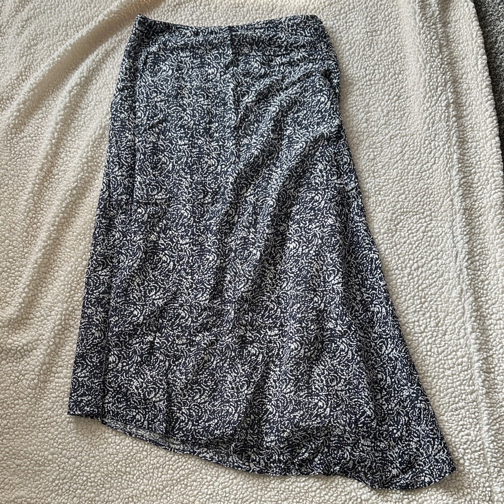 Madewell Ruched Asymmetric Midi Skirt Size 8 Night Indigo NWT